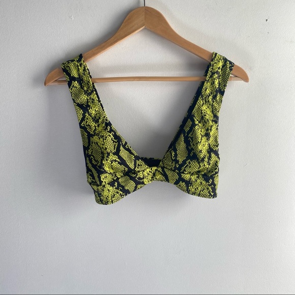 Urban Outfitters Other - Out From Under neon lime snake plunge bikini top